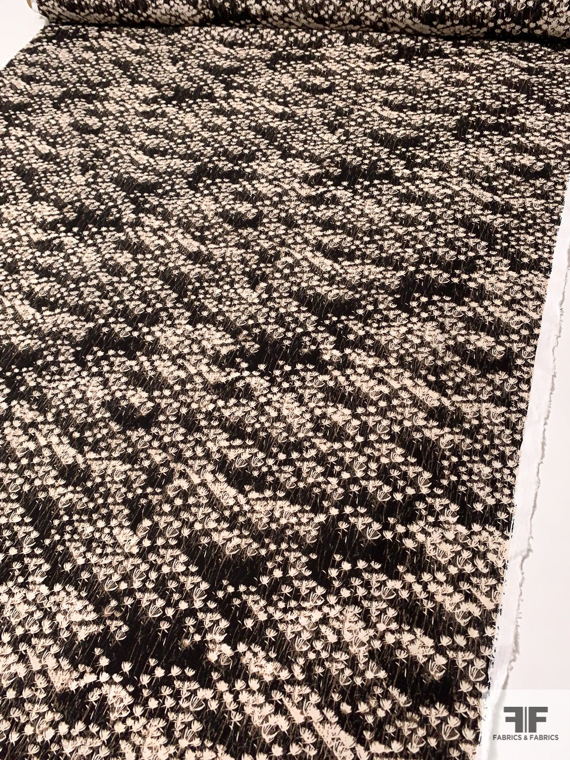 Wild Weeds Printed Cotton Poplin - Black / Ivory / Tan