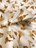 Airy Painterly Floral Printed Cotton Lawn - Caramel Brown / Tan / Off-White