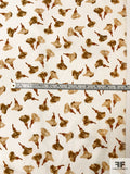 Airy Painterly Floral Printed Cotton Lawn - Caramel Brown / Tan / Off-White