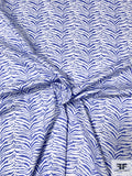 Italian Tiger Pattern Printed Cotton Pique - Periwinkle / White