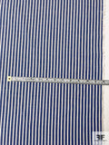 Vertical Striped Cotton Shirting - Denim Blue / Off-White / Grey