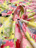 Bright Pixelated Collage Printed Cotton Crepe - Multicolor