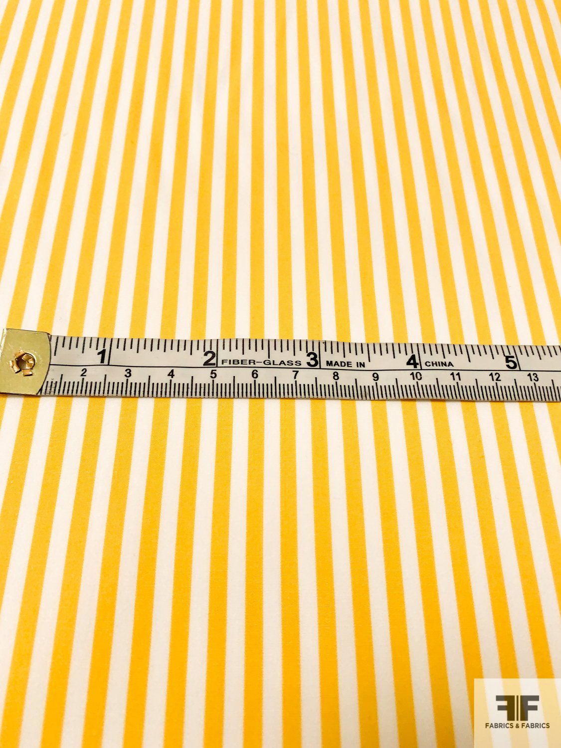 Vertical Striped Yarn-Dyed Cotton Shirting - Bold Yellow / White