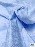 Italian Abstract Design Cotton Shirting - Sky Blue / White