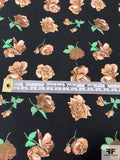 Italian Floral Printed Cotton Batiste - Black / Tan / Green