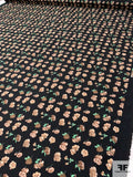 Italian Floral Printed Cotton Batiste - Black / Tan / Green