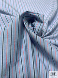 Vertical Striped Cotton Shirting - Blue / Red / White
