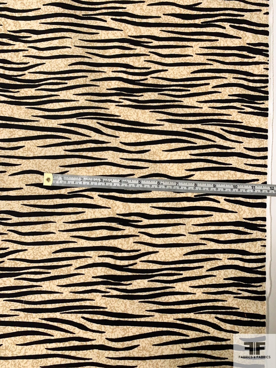 Tiger Printed Lightweight Stretch Cotton Canvas - Black / Cream / Tan