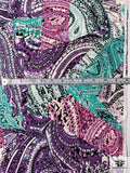 Paisley Printed Silk and Cotton Faille - Purple / Seafoam / Black / Off-White