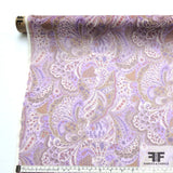 Paisley Printed Silk Chiffon - Purple/Beige