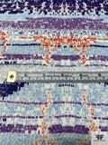 Morse Code Gone Digital Silk and Wool Printed Jacquard - Sky Blue / Purple / Blood Orange / White