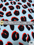 Cheetah Printed Stretch Cotton Sateen - Sky Blue / Black / Red