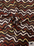 Wavy Stripes Printed Soft Silk Faille - Brown / Rust / Tan / Sage