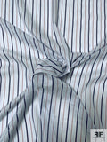 Vertical Striped Lightweight and Sheer Cotton Shirting - Sky Blue / Blue / Red
