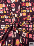 Made in Germany Groovy Floral and Geometric Printed Laundered Cotton Lawn - Brown / Blue / Pink / Rose