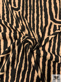 Maze-Like Printed Cotton Crepe - Black / Blushy-Nude