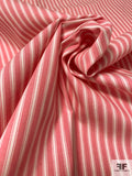 Railroad Striped Lightweight Cotton Denim - Berry Pink / Off-White
