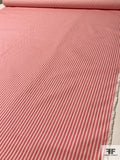 Railroad Striped Lightweight Cotton Denim - Berry Pink / Off-White