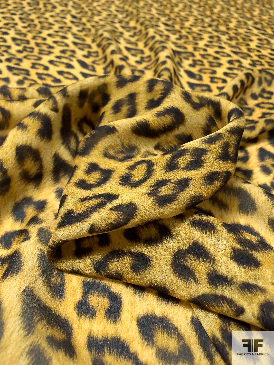 Cheetah Printed Silk Georgette - Golden Yellow / Black