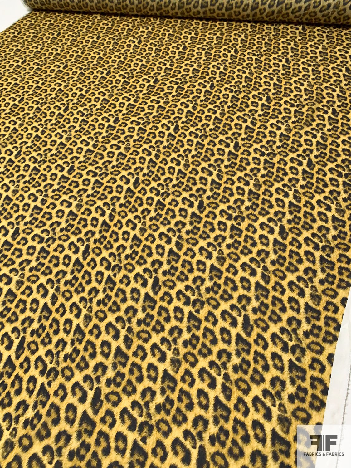 Cheetah Printed Silk Georgette - Golden Yellow / Black