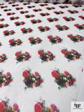 Hazy Floral Bouquets Printed Silk Chiffon - Multicolor / White
