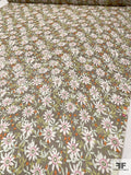 Floral Printed Silk Chiffon - Earth Tones / Orange