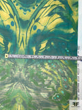 Large-Scale Abstract Printed Silk Chiffon - Shades of Green
