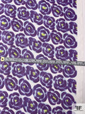 Painterly Floral Printed Silk Chiffon - Purple / Faint Blue / Chartreuse / White