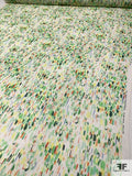Painterly Spots Printed Silk Chiffon - Greens / Yellow / Orange