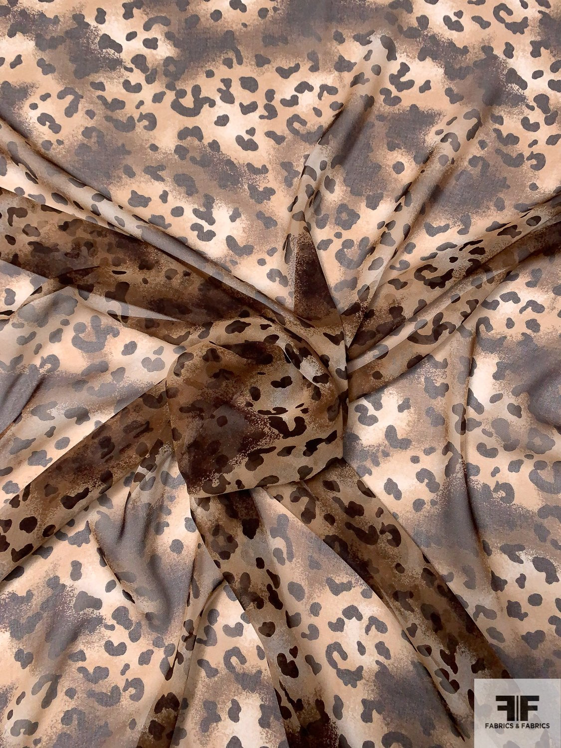 Animal Pattern Spray Paint Silk Chiffon - Shades of Brown