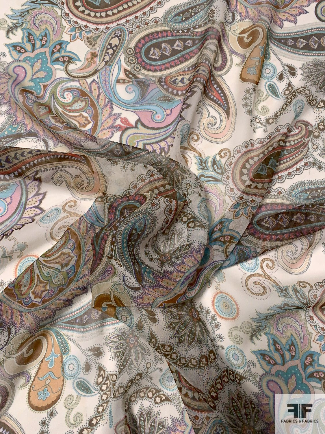 Paisley Printed Silk Chiffon - Multicolor Earth