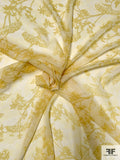Tree Stem Silhouette Printed Silk Chiffon - Ochre Yellow / Light Yellow