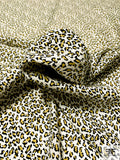 Mini Animal Pattern Printed Stretch Silk Charmeuse - Mustard / Black / White