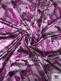Abstract Metamorphic Printed Silk Charmeuse - Shades of Purple / Black