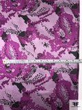 Abstract Metamorphic Printed Silk Charmeuse - Shades of Purple / Black