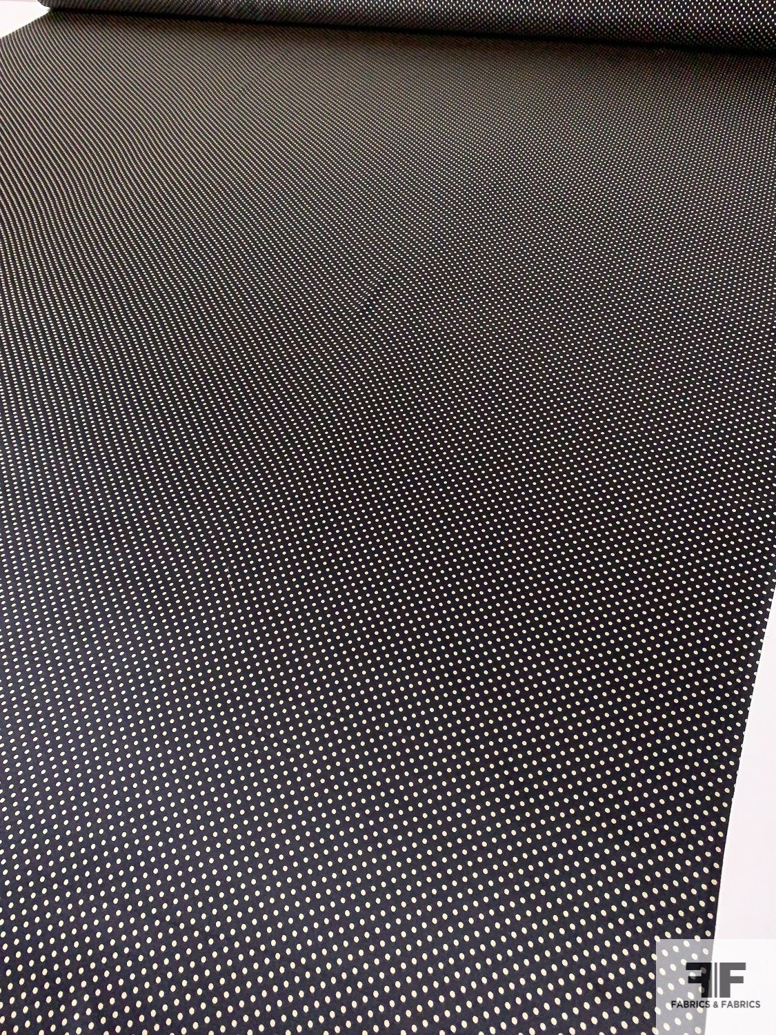 Pin Dot Printed Silk Charmeuse - Black / Beige