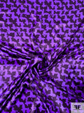 Graphic Printed Silk Charmeuse - Hot Purple / Eggplant