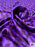 Graphic Printed Silk Charmeuse - Hot Purple / Eggplant