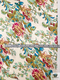 Springy Floral Printed Silk Charmeuse - Seafoam / Turquoise / Magenta / Pink