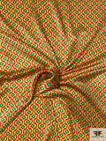 African Flags Inspired Art Deco Silk Charmeuse - Yellow / Green / Red