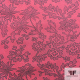 Floral Lace Printed Silk Chiffon - Pink/Black