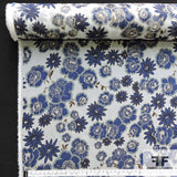Floral Printed Silk Chiffon - Blue/White