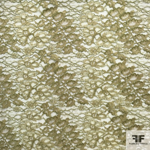 Double Scalloped Leavers Lace - Green - Fabrics & Fabrics NY