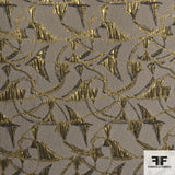 Metallic Abstract Brocade fabric - Gold/Brown
