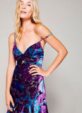 Anna Sui Floral Cut Velvet on Metallic Silk Chiffon - Violet/Blue/Black/Gold