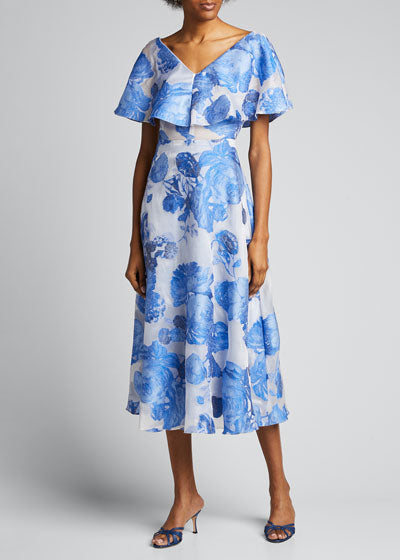 Italian Lela Rose Oversize Floral Fil Coup Organza - Cornflower Blue/White | FABRICS & FABRICS Fabrics & Fabrics Italian Lela Rose Oversize Floral Fil Coup Organza - Cornflower Blue/White | FABRICS & FABRICS Fabrics & Fabrics