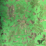 Tropical Floral Metallic Brocade - Neon Green/Gold - Fabrics & Fabrics