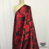 Italian Metallic Floral Brocade - Red/Black - Fabrics & Fabrics
