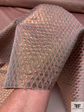 Metallic Fish-Scale Pattern Brocade - Bronze/Pink