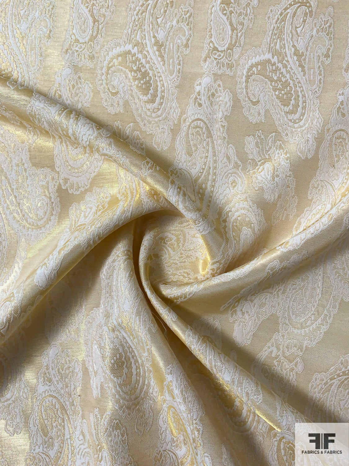 Holly LIGHT GOLD Paisley Floral Brocade Chinese Satin Fabric by the Ya -  New Fabrics Daily